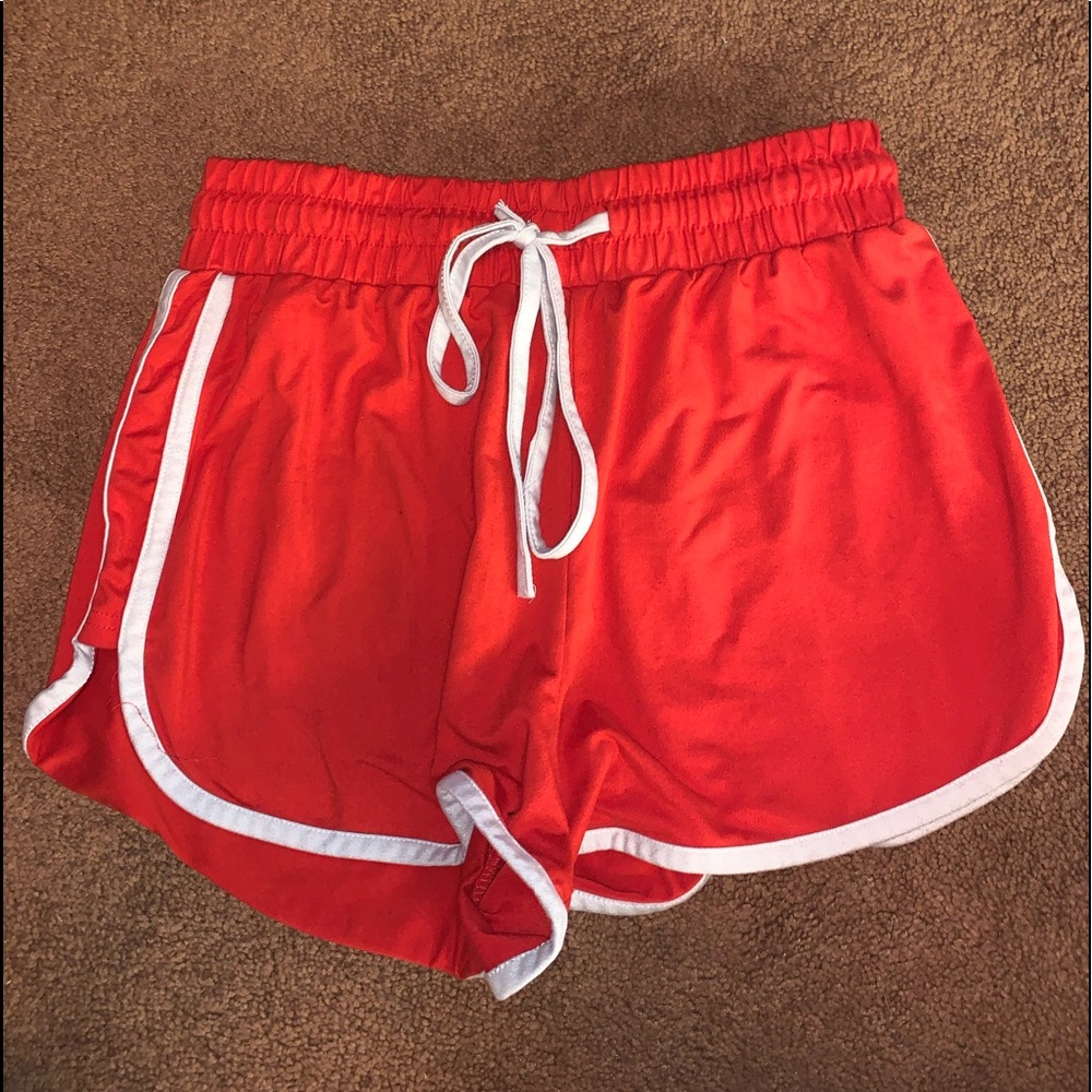 red sweatshorts